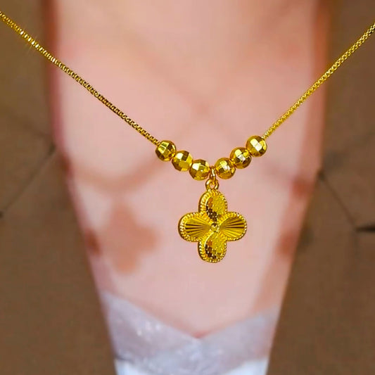 Sand gold clover necklace(24k gold plated)