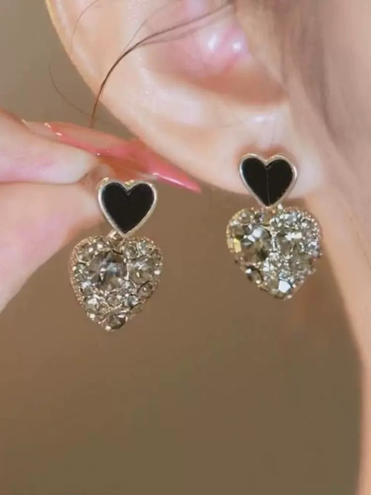Double love heart crystal earrings