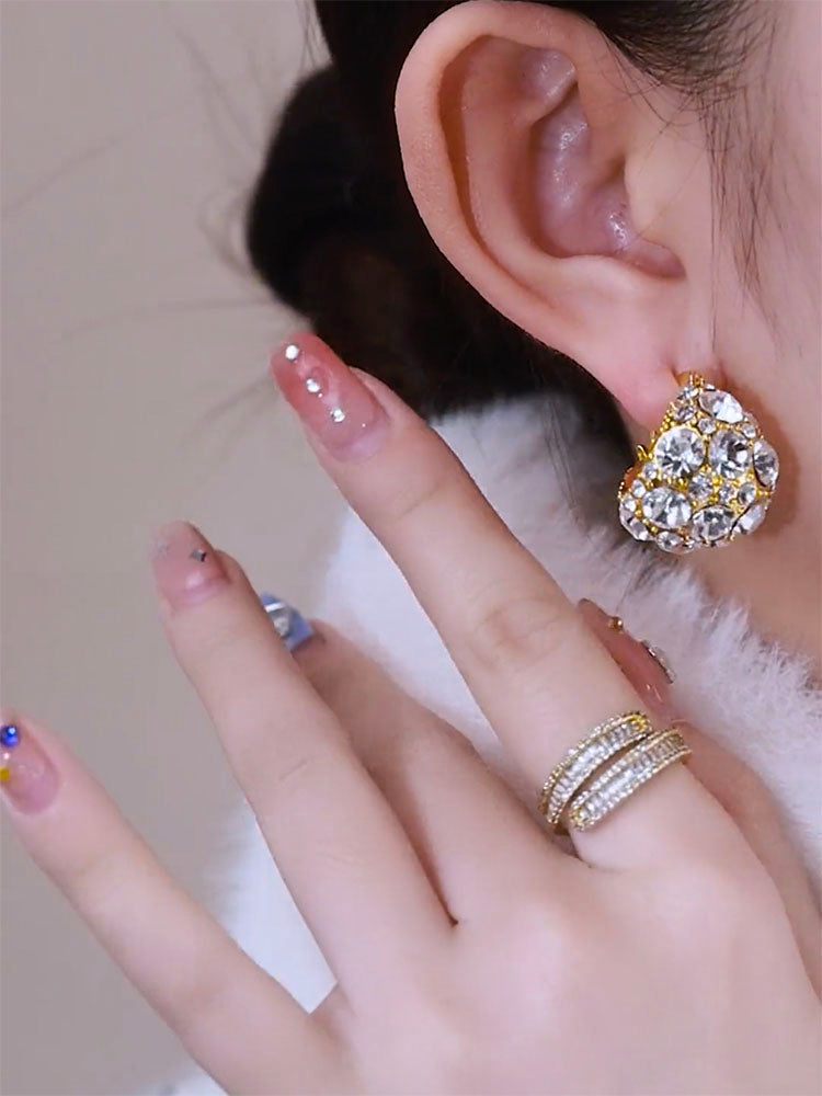 Trendy Diamond Earrings(24k gold plated)