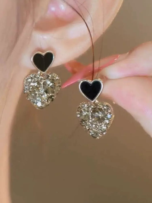 Double love heart crystal earrings