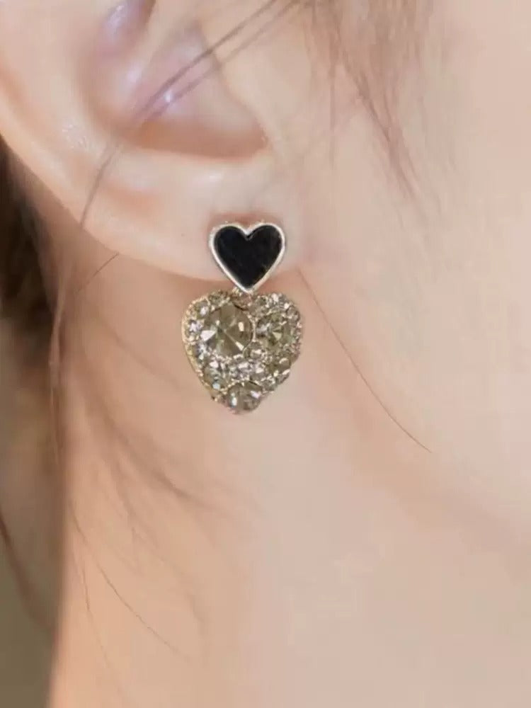 Double love heart crystal earrings