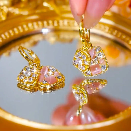 High-grade crystal geometric earrings(gold plated)