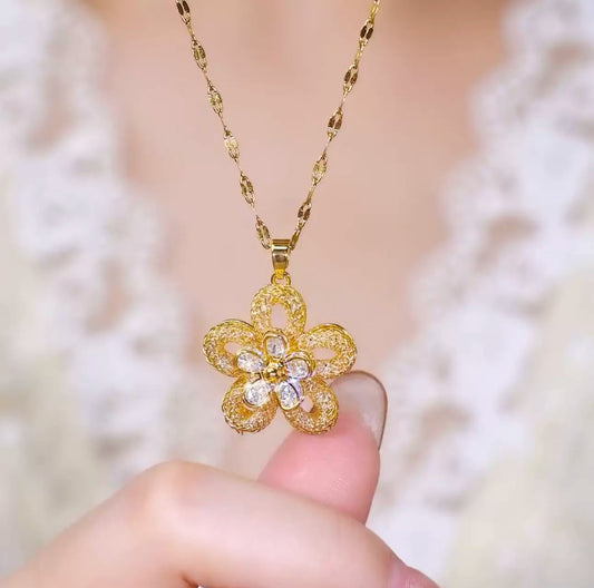 Trendy classic mesh crystal necklace(24k gold plated)