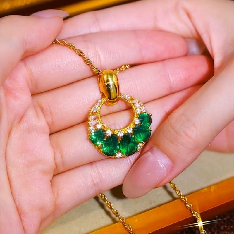 Emerald Royale necklace(24k gold plated)