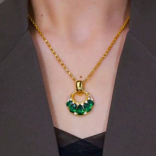 Emerald Royale necklace(24k gold plated)