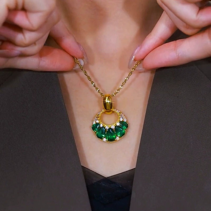 Emerald Royale necklace(24k gold plated)