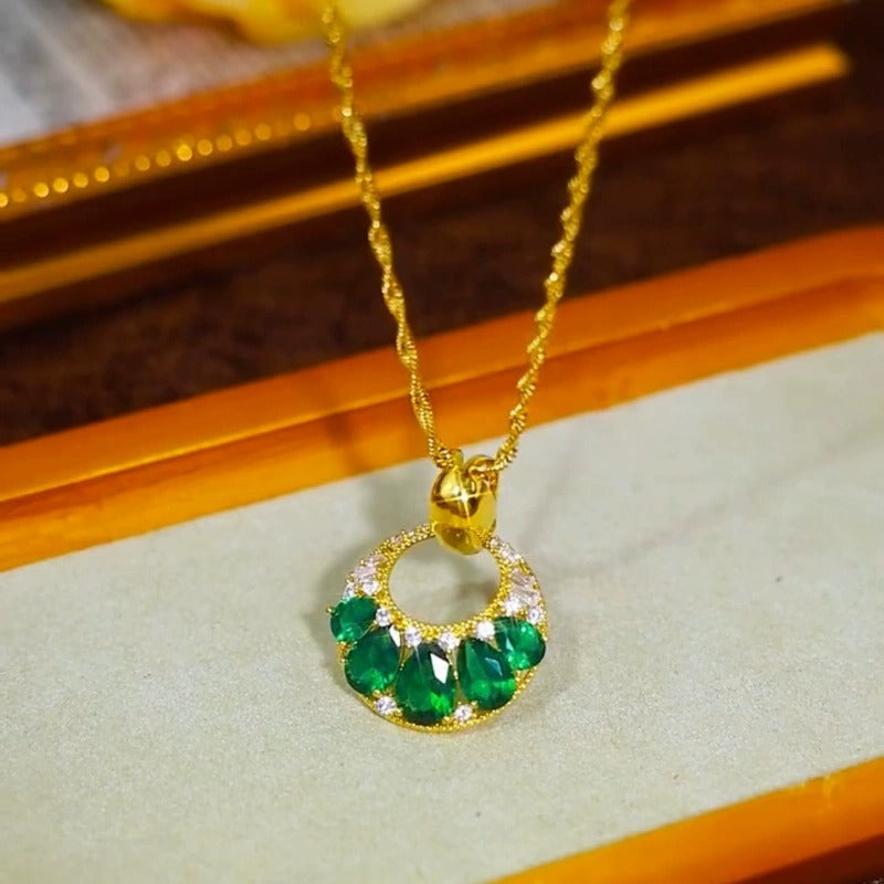 Emerald Royale necklace(24k gold plated)