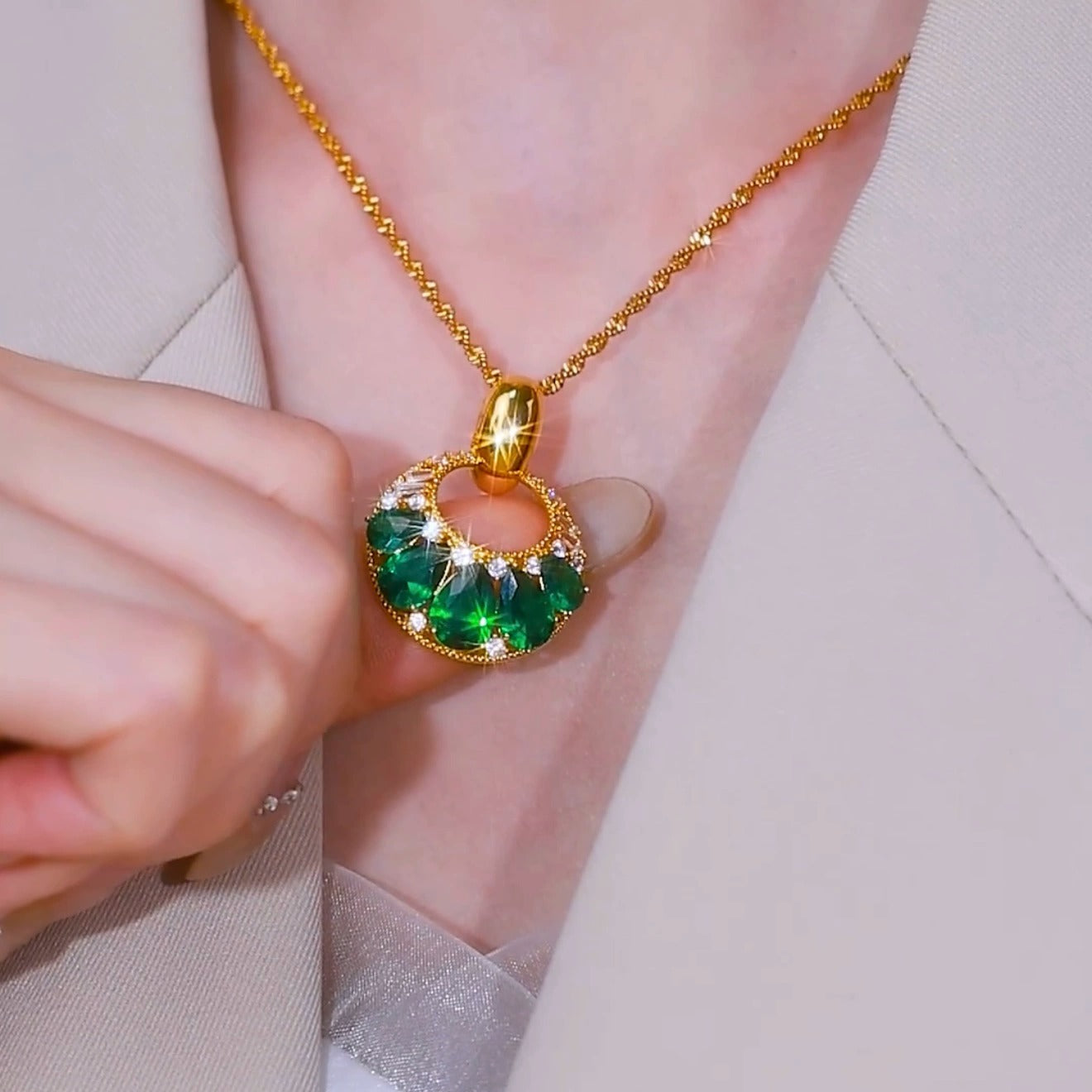 Emerald Royale necklace(24k gold plated)
