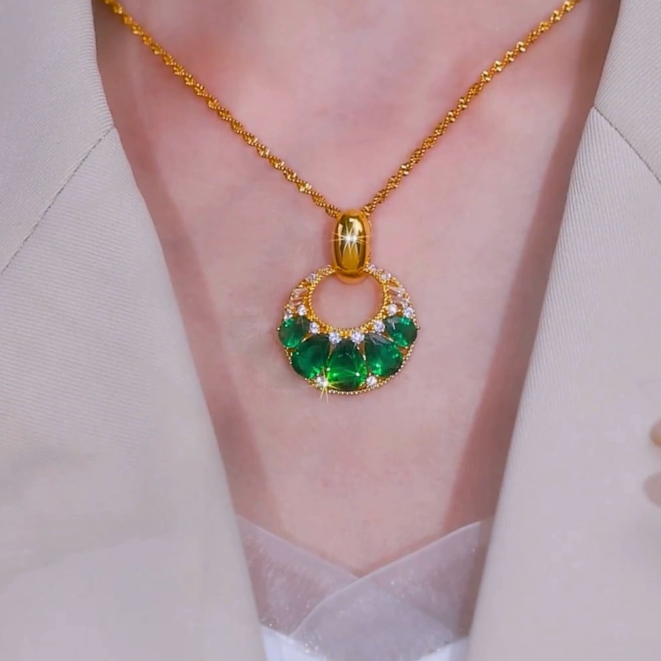 Emerald Royale necklace(24k gold plated)