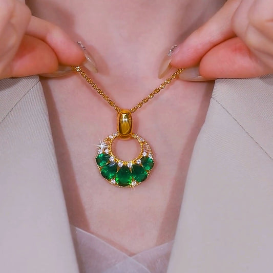 Emerald Royale necklace(24k gold plated)