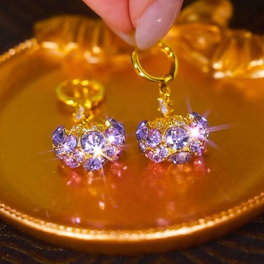 Diamond zircon mesh earrings(24k gold plated)