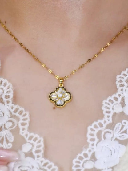 Modern Clover Diamond zircon necklace(24K GOLD PLATED)