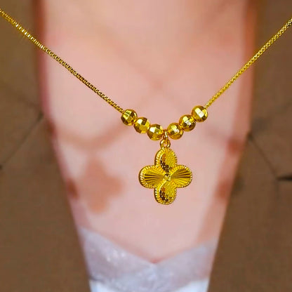 Sand gold clover necklace(24k gold plated)
