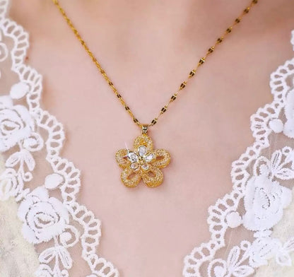 Trendy classic mesh crystal necklace(24k gold plated)