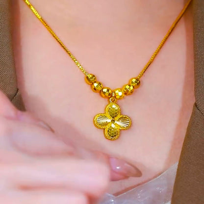 Sand gold clover necklace(24k gold plated)