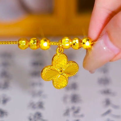 Sand gold clover necklace(24k gold plated)