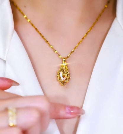 Luxurious non-fading zircon leaf necklace(18k gold plated)