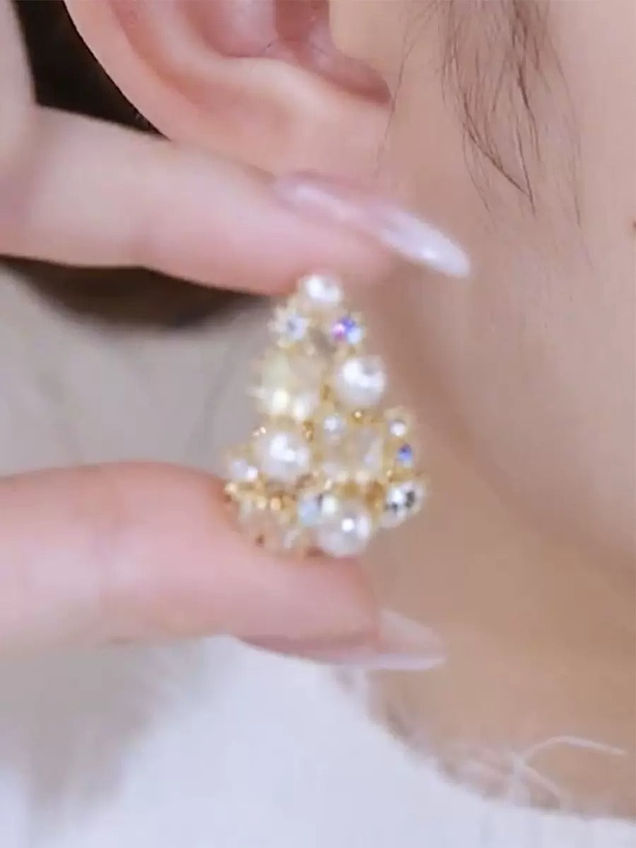 Trendy flower zircon earrings(18k gold plated)
