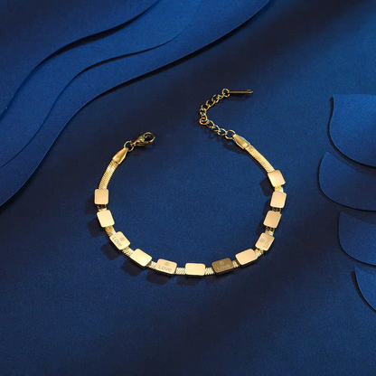 Golden Affection Mesh Bracelet with Love Engravings
